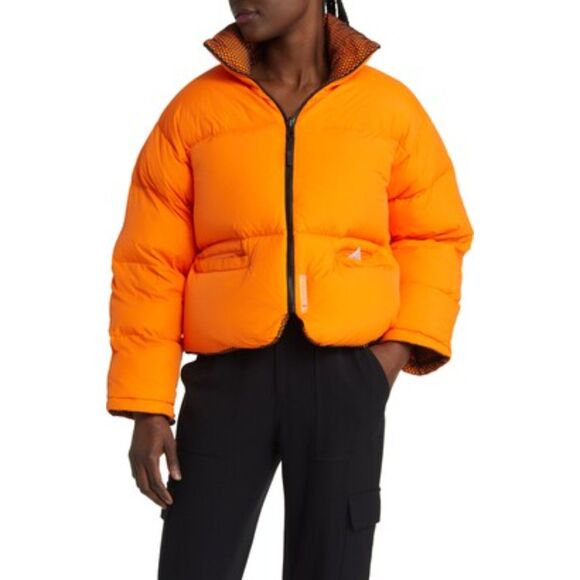 Mens Connor McKnight Orange Reversible Down Puffer Jacket sz L - Picture 1 of 7